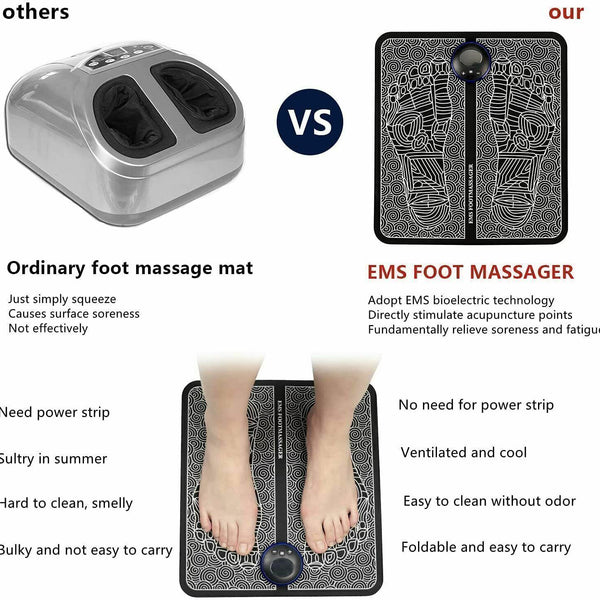 EMS Foot Massager Mat Electric Pad Blood Muscle Circulation Relief Pain LED USB