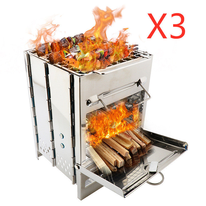 Lightweight Camping stainless steel Wood Stove Adjustable Folding Wood Stove Burning for Outdoor Cooking Picnic Hunting BBQ Windproof