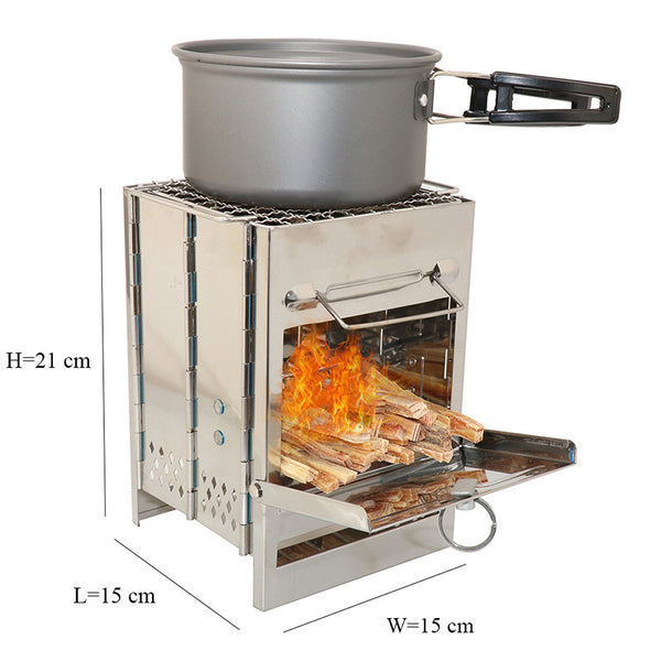 Lightweight Camping stainless steel Wood Stove Adjustable Folding Wood Stove Burning for Outdoor Cooking Picnic Hunting BBQ Windproof