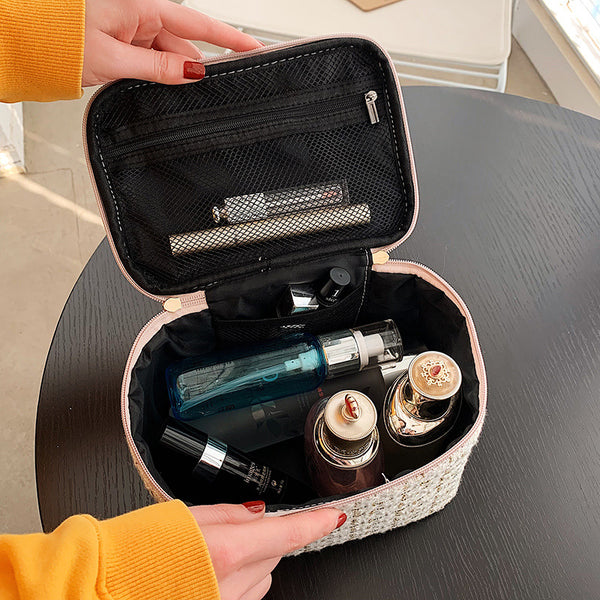 Fashion Portable Large Capacity Cylinder Cosmetic Bag